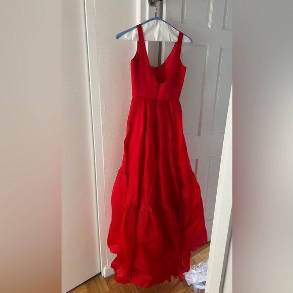 Red Milly Tiered Silk Evening Gown - Picture 6 of 8